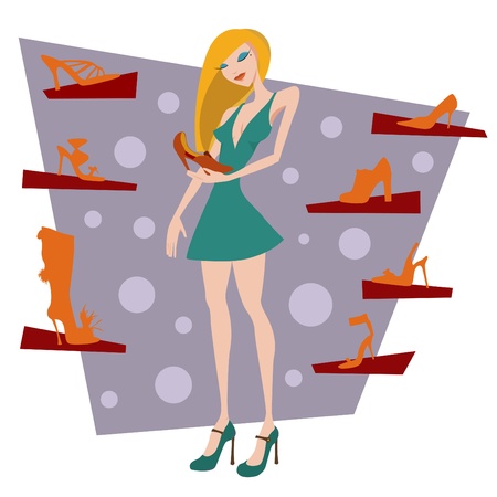 fashion shopping girl のイラスト素材