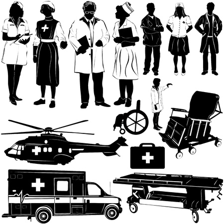 medical equipments and people のイラスト素材