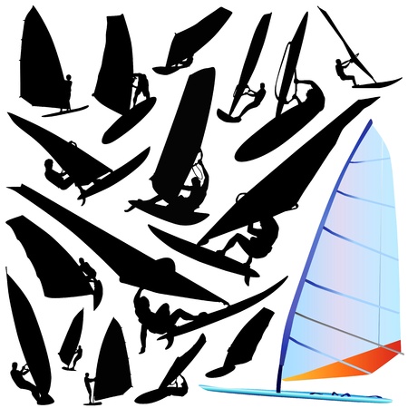 wind surfing vector のイラスト素材