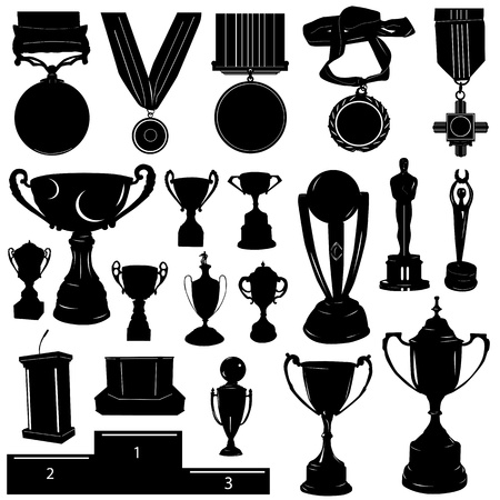 sports reward vector (medal, cup and other objects)のイラスト素材