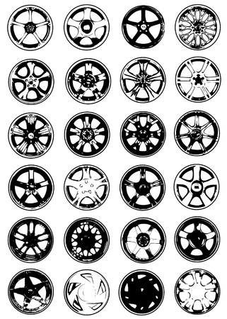set of chrome wheel vectorのイラスト素材