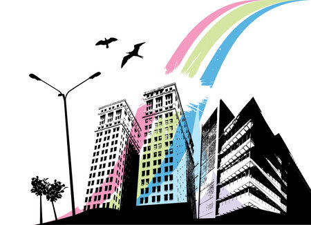 rainbow cityのイラスト素材