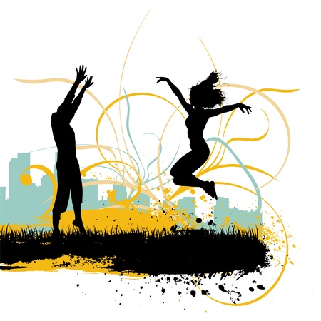 jumping peopleのイラスト素材