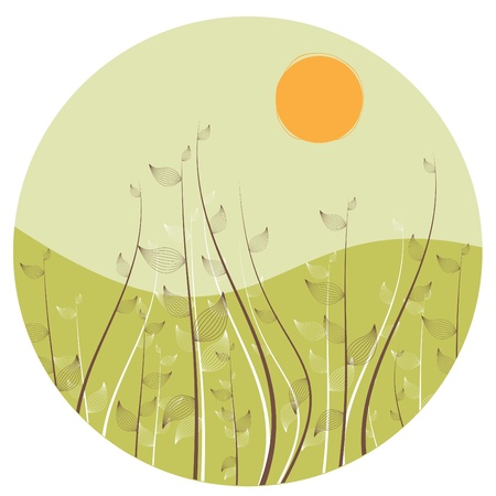 nature scene in the circle frame のイラスト素材