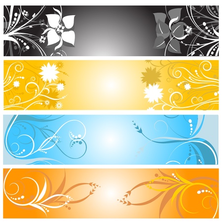 floral banners のイラスト素材