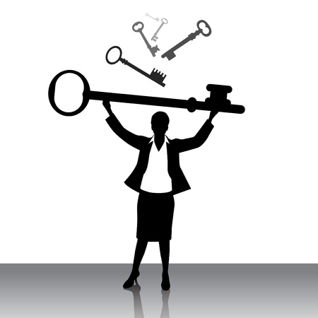 business woman lifting keyのイラスト素材