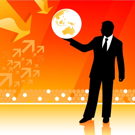 businessman holding planet のイラスト素材
