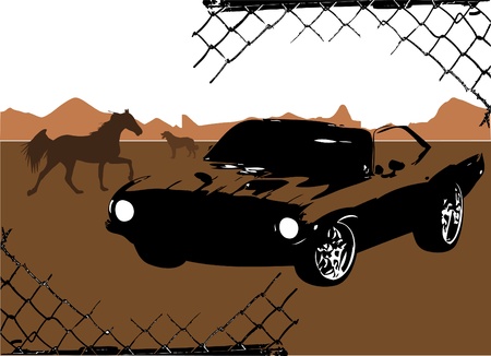 grunge frame with exotic car vector のイラスト素材