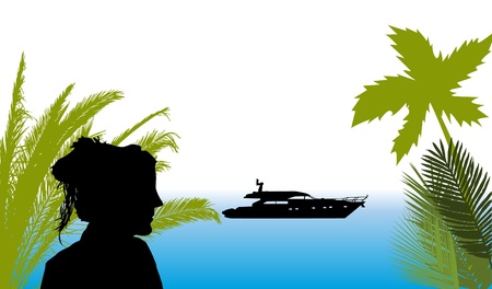 woman and yachtのイラスト素材