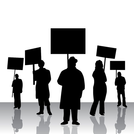 people holding signのイラスト素材