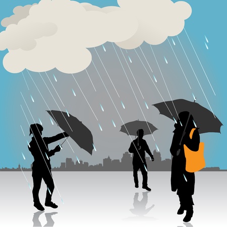 peoples under the rainのイラスト素材