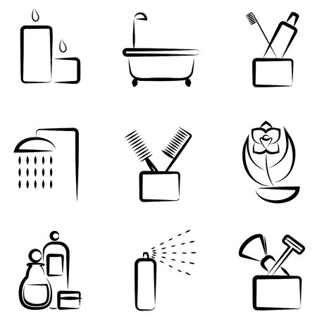 bathroom iconsのイラスト素材