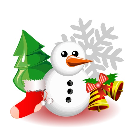 snowman and giftのイラスト素材