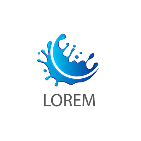 Vector logo design template. Abstract blue water dropのイラスト素材