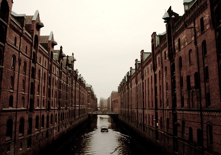 The so-called Speicherstadt in Hamburg, a district with historic warehouses. Germanyの写真素材