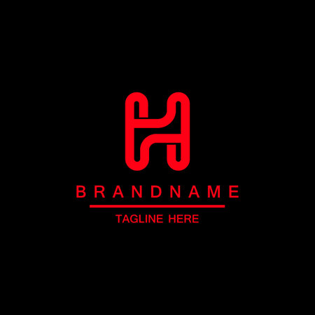 Minimal Line Letter Initial H Logo Design Template. Vector Logo Illustrationのイラスト素材