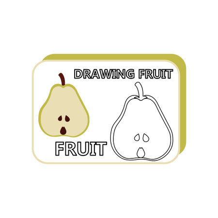 Simple coloring page. Funny pear to be colored. Coloring book to educate kidsのイラスト素材