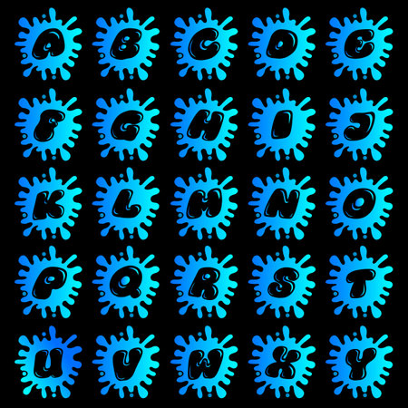 alphabet with spalsh of paint on isolated white backgroundのイラスト素材