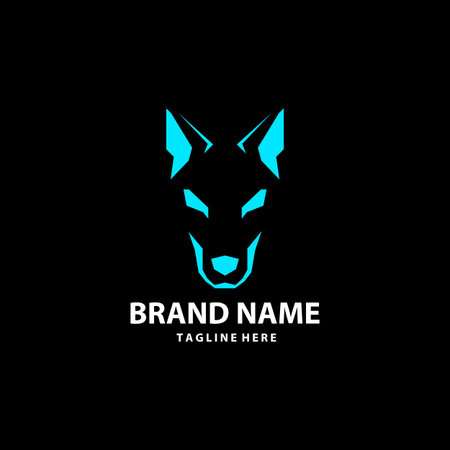 wolf tech logo design icon vector modern shapeのイラスト素材