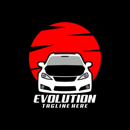 Car logo template. Vector illustration of a car on a red background.のイラスト素材