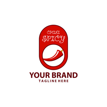 chili spicy label symbol food logo desain vectorのイラスト素材