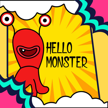 comic monster pop art cloud cover template bakgroundのイラスト素材
