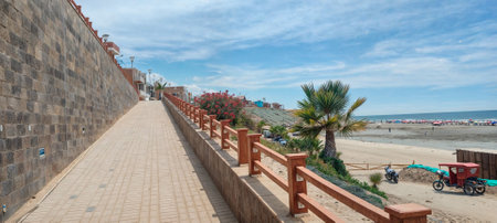 Panoramic view of the promenade on the beach.の写真素材