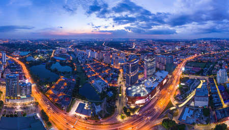 Aerial panorama cityscape of Kuala Lumpur,Malaysia(Kelana Jaya). Drone shot.のeditorial素材