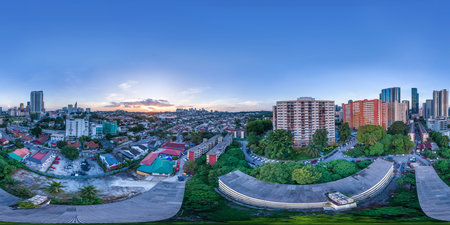 Aerial panorama cityscape of Kuala Lumpur,Malaysia(Bangsar). Drone shot at level 6. Full VR 360...