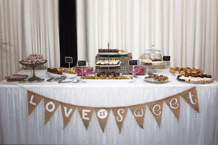 Wedding Reception Table Decoration Detail - Dessert Tableの写真素材