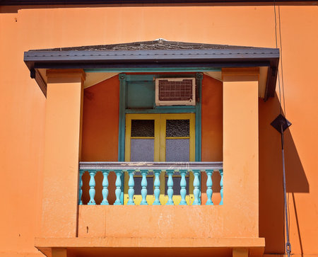 Art deco style balcony above a hotel in a small town in Australia