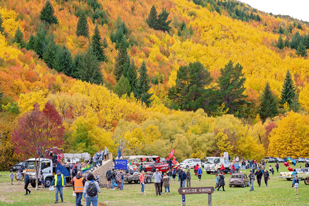 ARROWTOWN, NEW ZEALAND - APRIL 2018: Tourists flock to Arrowtown for the Akura Arrowtown Autumn Festival 19th to 25th April 2018のeditorial素材