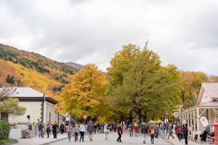 ARROWTOWN, NEW ZEALAND - APRIL 2018: Tourists flock to Arrowtown for the Akura Arrowtown Autumn Festival 19th to 25th April 2018のeditorial素材