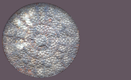 Abstract round metal design with grey tones in oriental style, with space for textの写真素材