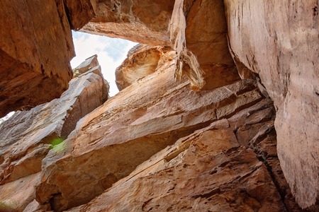 Cave crevices in sandstone cliffs at Cania Gorge Queensland Australiaの写真素材