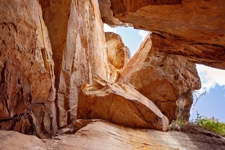 Cave crevices in sandstone cliffs at Cania Gorge Queensland Australiaの写真素材