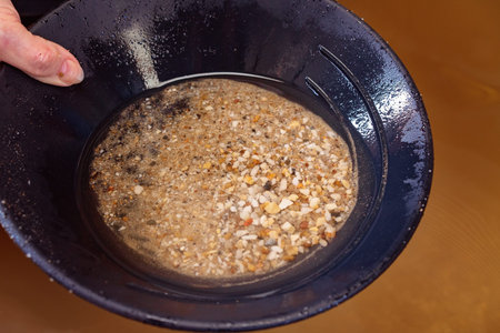 Panning for gold on a Victorian goldfield in Australia