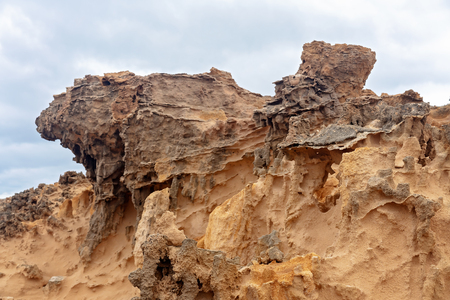 Petrified Forest formation, hollow tubes of limestone called âsolution pipesâ, eroded by millions of years of rainfall. On the coastline of Victoria Australia.の写真素材