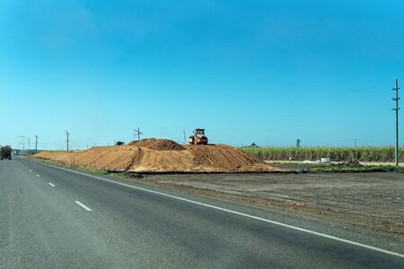 Bruce Highway, Queensland, Australia - August 19: Roadworks on busy Australian highwayのeditorial素材