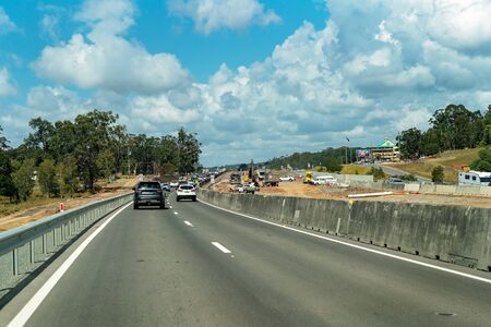 Palmview, Queensland, Australia - 20th September 2019: Roadworks on the highway leading into Brisbaneのeditorial素材