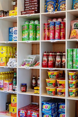 Brisbane, Queensland, Australia: 23rd September 2019: Small selection of groceries for sale to guests for their convenience at Brisbane Holiday Villageのeditorial素材