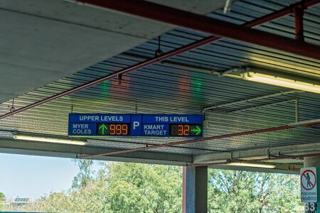 Brisbane, Queensland, Australia: 23rd September 2019: Sign indicating number of car parks available at Westfield Garden City Shopping Centerのeditorial素材