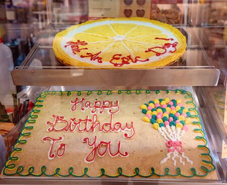 Brisbane, Queensland, Australia - 25th September 2019: Cakes for sale in a shopping centre storeのeditorial素材