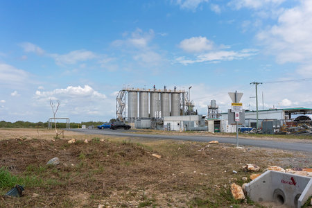 Brisbane, Queensland, Australia - 26th September 2019: Fuel storage tanks in an industrial area