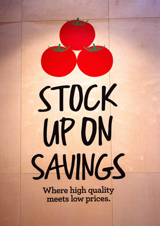 Brisbane, Queensland, Australia - October 2019: Stock up on savings sign at shopping centreのeditorial素材
