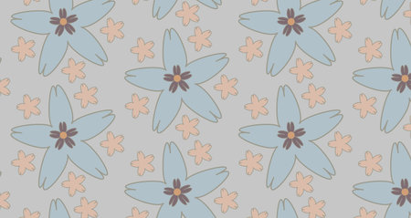 Repeating seamless pattern surface design illustration of blue shapes on a grey background for...