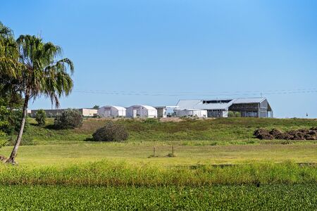 Greenhouses and infrastructure for growing of plants at an Australian regional botanic gardensの写真素材