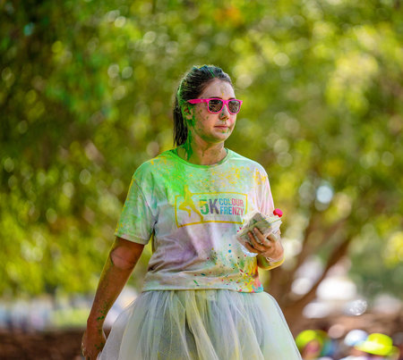 Mackay, Queensland, Australia - November 24th 2019: An unidentified woman walking in the 5 K Colour...