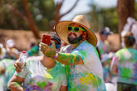 Mackay, Queensland, Australia - November 24th 2019: Unidentified couple photographing themselves...