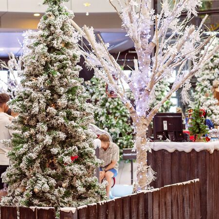 Mackay, Queensland, Australia - November 2019: Christmas decorations at Santa photos area in Caneland Shopping Centerのeditorial素材